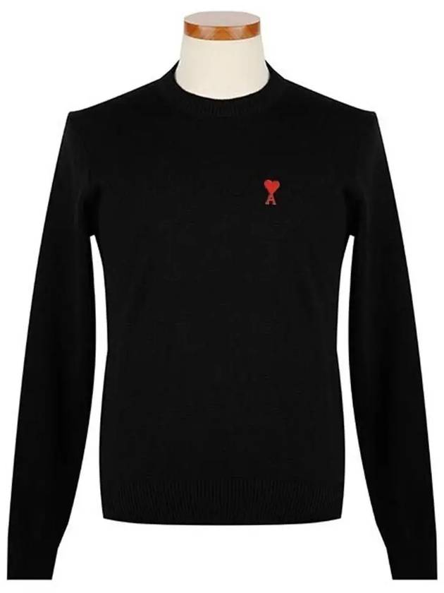 de Coeur Embroidery Crewneck Knit Top Black - AMI - BALAAN 2