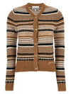 Striped Soft Wool Knit Cardigan Brown - GANNI - BALAAN 2