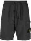 Cotton Fleece Cargo Bermuda Shorts Dark Grey - STONE ISLAND - BALAAN 2