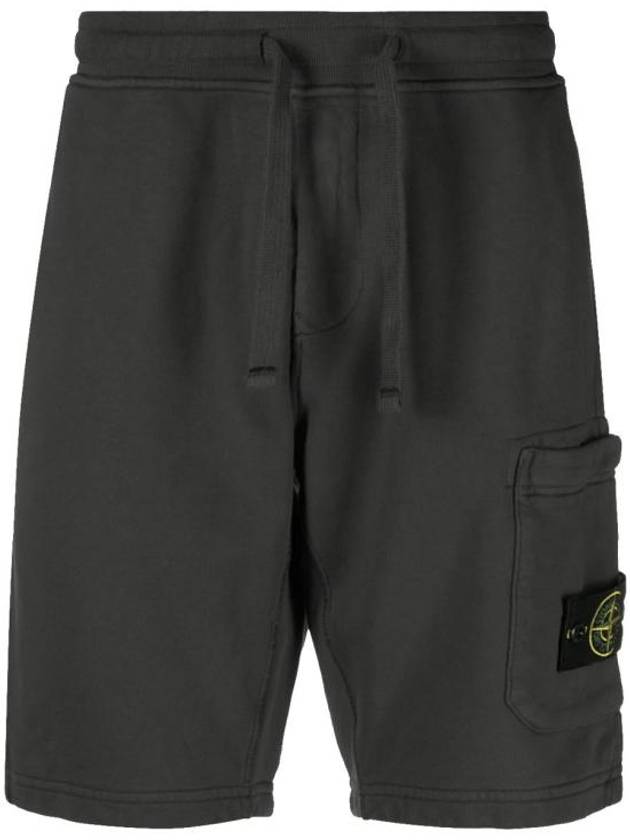 Cotton Fleece Cargo Bermuda Shorts Dark Grey - STONE ISLAND - BALAAN 2