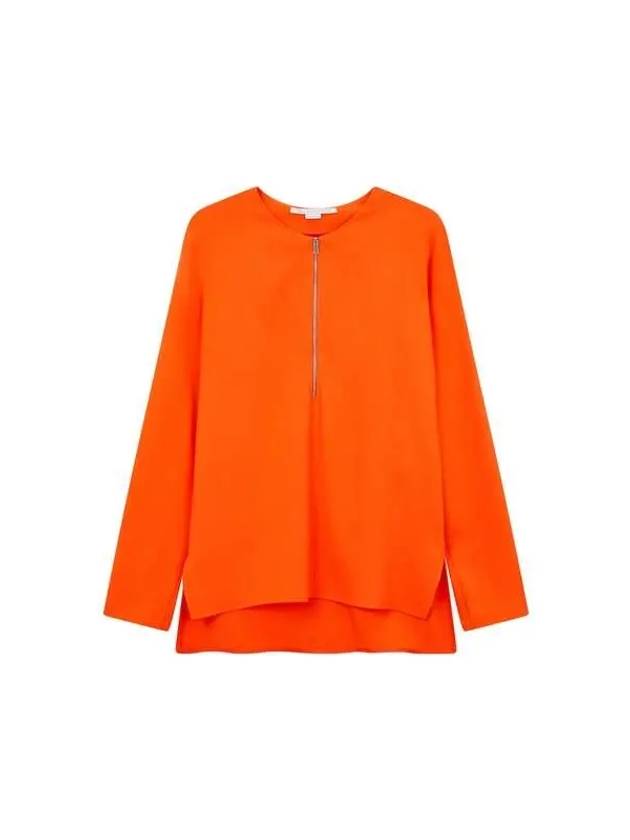 STELLA McCARTNEY Half Zip Neck Long Sleeve Blouse Vivid Orange - STELLA MCCARTNEY - BALAAN 1