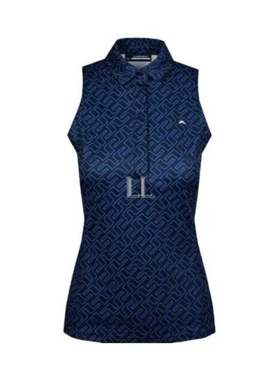 Women's Collar Sleeveless T-Shirt Navy - J.LINDEBERG - BALAAN 2