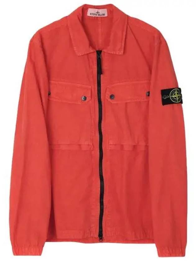 Old effect brushed organic cotton canvas overshirt regular fit jacket - STONE ISLAND - BALAAN 1