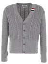 Cable Knitwear Virgin Wool Cardigan Grey - THOM BROWNE - BALAAN 2