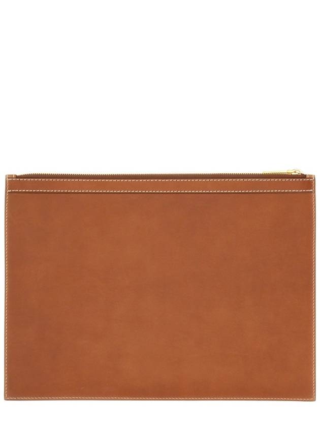 Vacchetta Leather Medium Document Clutch Bag Brown - THOM BROWNE - BALAAN 3