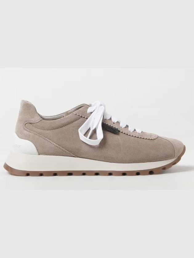 Chain Suede Low Top Sneakers Beige - BRUNELLO CUCINELLI - BALAAN 3