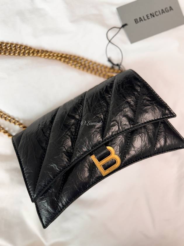 Crush XS Chain Quilted Shoulder Bag Black - BALENCIAGA - BALAAN 11