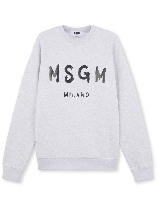 Milano Brushed Logo Print Cotton Sweatshirt Grey - MSGM - BALAAN 2