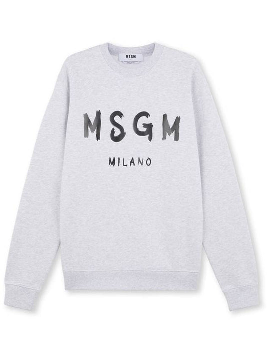 Milano Brushed Logo Print Cotton Sweatshirt Grey - MSGM - BALAAN 2