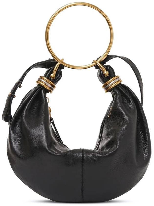 Small Bracelet Hobo Grain Leather Tote Bag Black - CHLOE - BALAAN 2