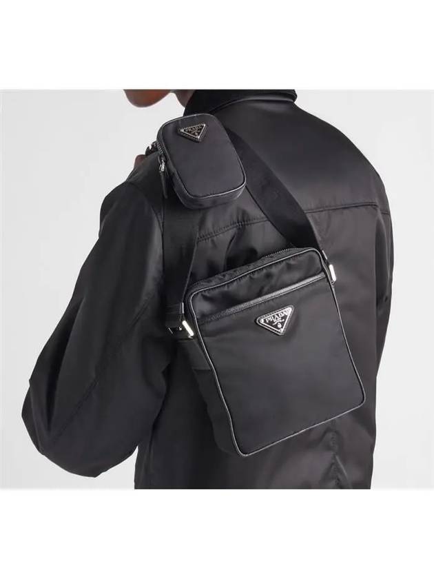 Triangle Logo Re-Nylon Saffiano Leather Cross Bag Black - PRADA - BALAAN 8