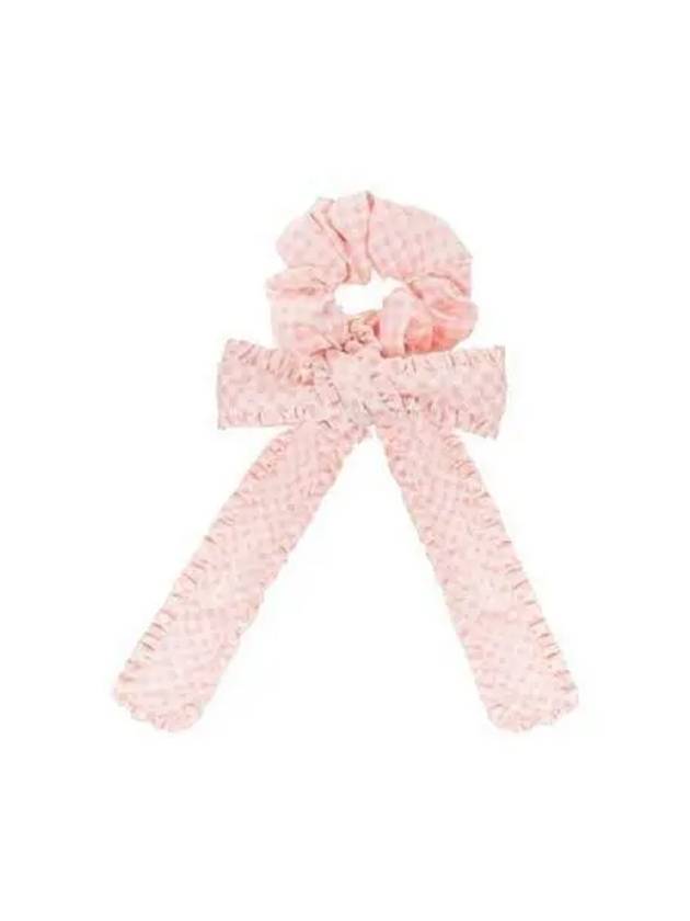 Women s Check Frill Bow Scrunch Hairband Light Pink A4665 - GANNI - BALAAN 1