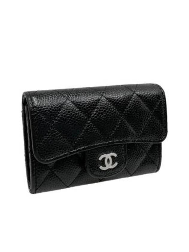 Classic Card Holder Grained Calfskin Silver Black - CHANEL - BALAAN 6