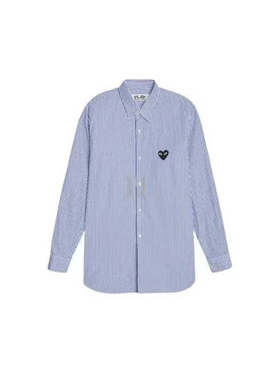 Black Heart Wappen Stripe Long Sleeve Shirt Blue - COMME DES GARCONS PLAY - BALAAN 2