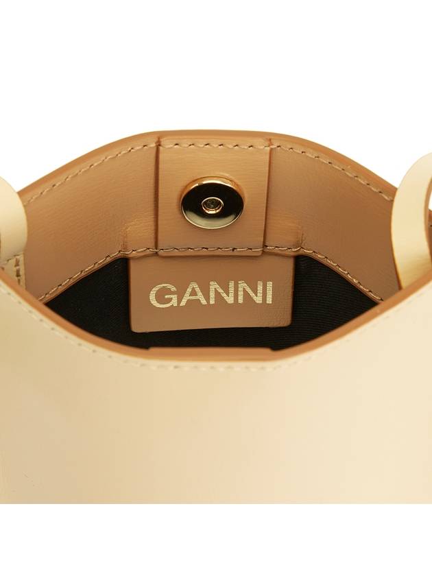 Banner Logo Small Leather Cross Bag Beige - GANNI - BALAAN 9