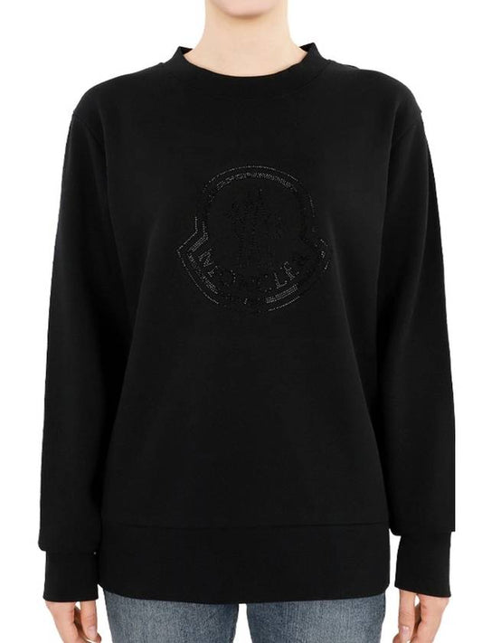 Moncler Women s Crystal Logo Sweatshirt Black 8G00053 899TR 999 - MONCLER - BALAAN 2