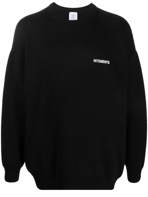 Small Logo Wool Knit Top Black - VETEMENTS - BALAAN 3