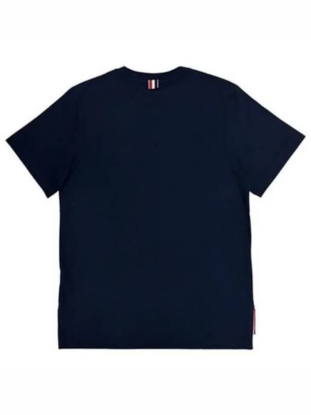 Men's Side Slit Relaxed Short Sleeve T-Shirt Navy - THOM BROWNE - BALAAN 3