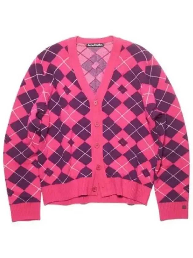 Jacquard Wool Cardigan Bright Pink - ACNE STUDIOS - BALAAN 2