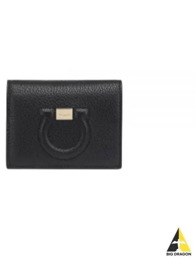 Gancini Logo Half Wallet Black - SALVATORE FERRAGAMO - BALAAN 2