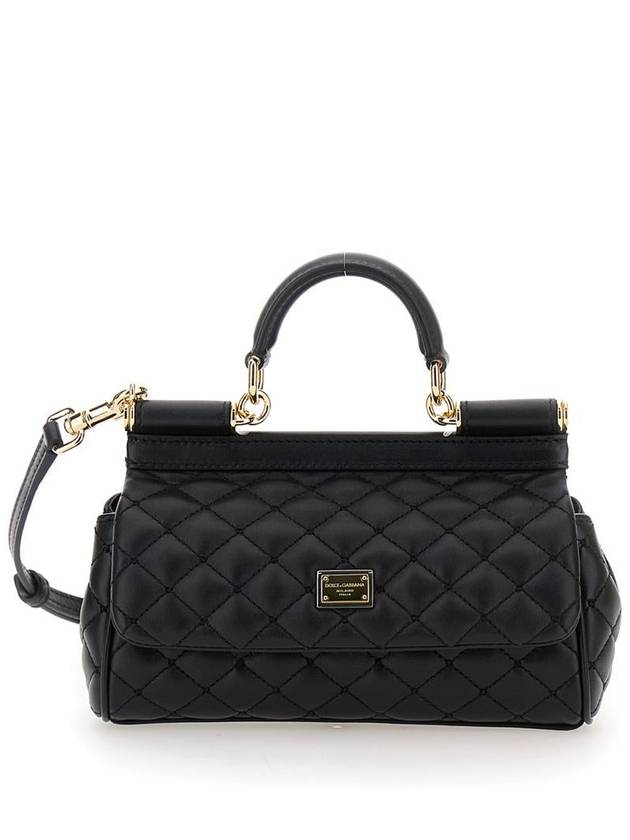 'Sicily' Black Handbag With Logo Plaque In Quilted Leather Woman - DOLCE&GABBANA - BALAAN 1