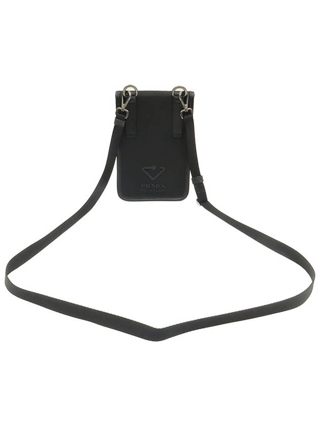 Black Re Nylon Pocono Silver Triangle Logo Cell Phone Pouch Cross Bag 2ZH109 - PRADA - BALAAN 3