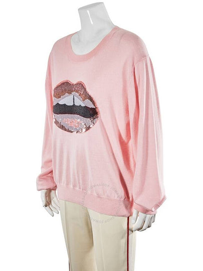 Markus Lupfer Ladies Sequin Lips Sweater in Pink Size Small - MARKUS LUPFER - BALAAN 2