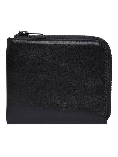 Stitch Leather Zipper Card Wallet Black - MAISON MARGIELA - BALAAN 1