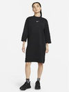 Women's Sportswear Fleece 3Q Logo Short Dress Black - NIKE - BALAAN 5