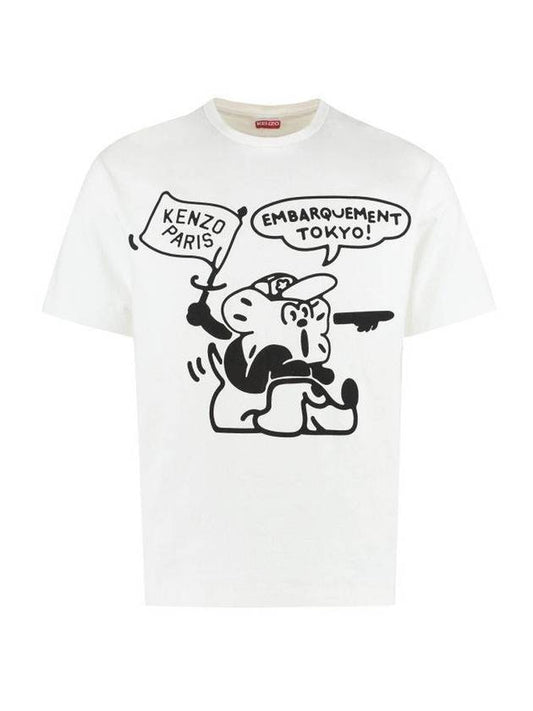 Balk Boy Print Cotton Short Sleeve T-Shirt White - KENZO - BALAAN.