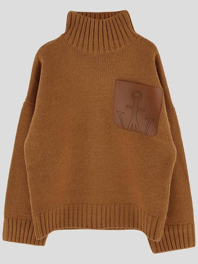 Leather patch pocket turtleneck brown - JW ANDERSON - BALAAN 2