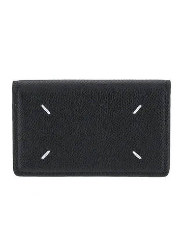 Stitched Leather Card Wallet Black - MAISON MARGIELA - BALAAN 1