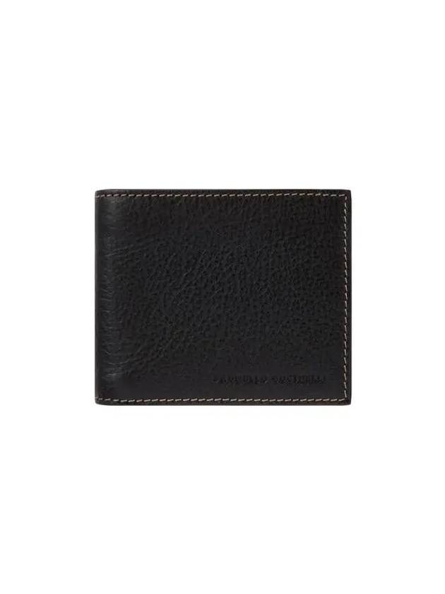 Grainy Calf Skin Fold Wallet Black 270673 - BRUNELLO CUCINELLI - BALAAN 1