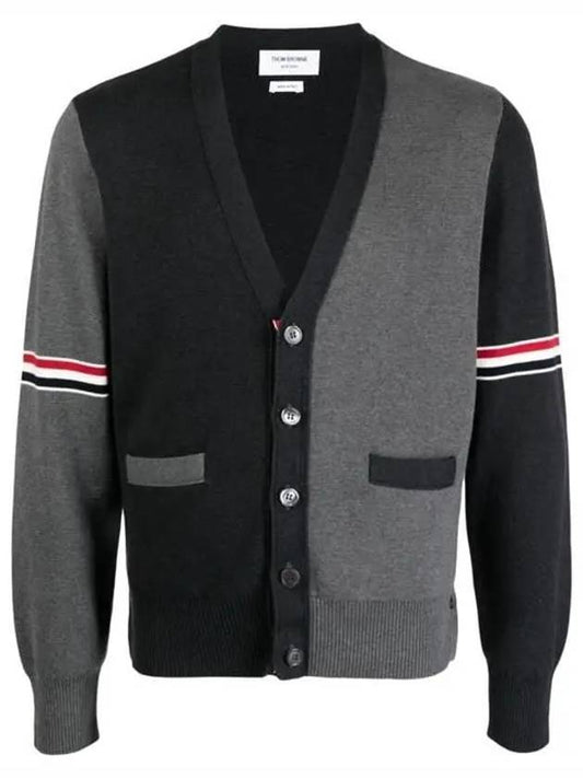 Funmix Cotton ArmBand V-Neck Cardigan Tonal Grey - THOM BROWNE - BALAAN 2