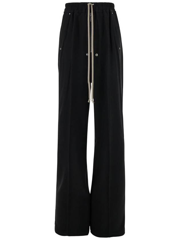 Black Wide Pants With Oversized Drawstring In Jersey Woman - RICK OWENS - BALAAN 1