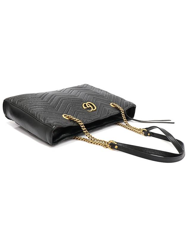 524578 Black Matelasse Chevron Gold Chain GG Marmont Medium Shoulder Bag - GUCCI - BALAAN 4