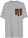 Women's Check Pocket Short Sleeve T-Shirt Grey - BURBERRY - BALAAN 1