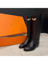 Long boots calfskin Kelly buckle silver plated black - HERMES - BALAAN 5