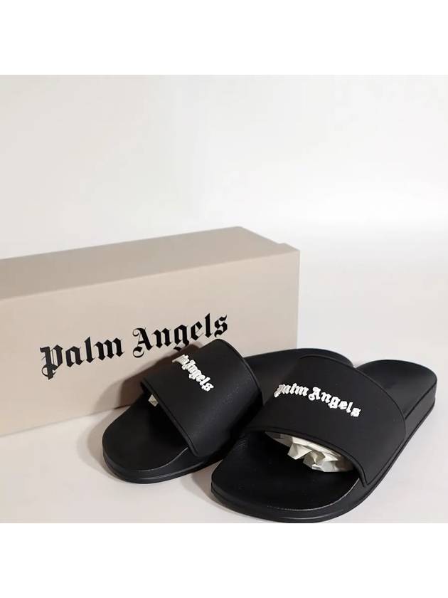 Embossed Logo Full Slider Slippers Black - PALM ANGELS - BALAAN 4