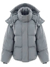 Oversized Nylon Puffer Down Jacket Grey - AMI - BALAAN 3