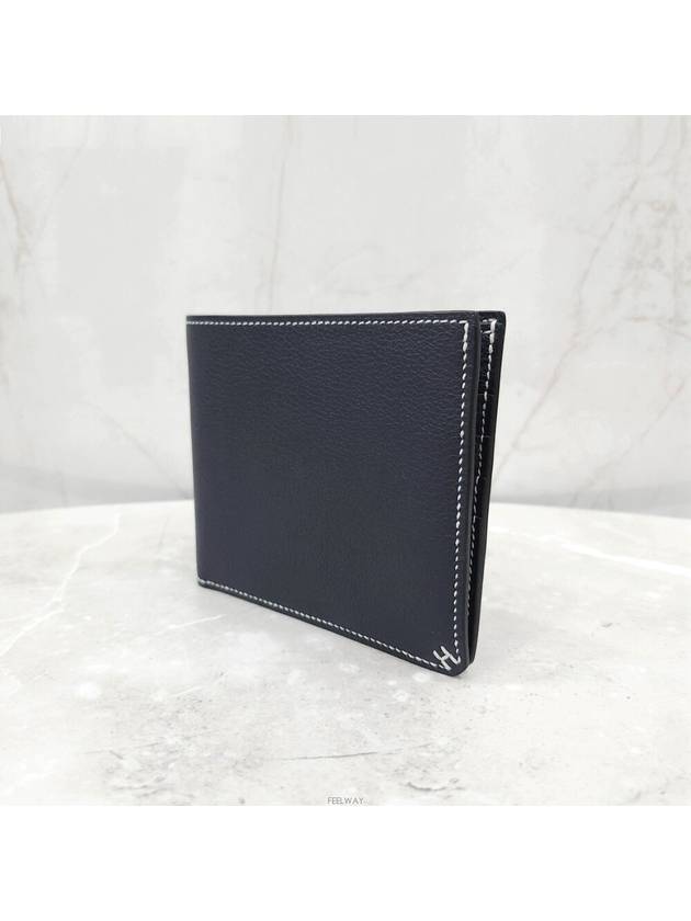 Lux You New Product H Cellier Compact Half Wallet B Engraving Evercolor Blue Nuit - HERMES - BALAAN 2