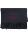 Embroidered Logo Wool Muffler Dark Gray 81030007 P408 - VIVIENNE WESTWOOD - BALAAN 3