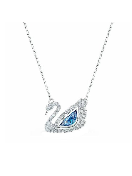 Women's Dancing Swan Necklace Blue Rhodium Plated - SWAROVSKI - BALAAN 1