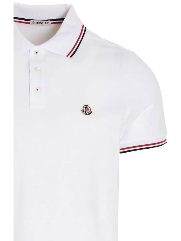 Stripe Trimming Logo Short Sleeve Polo Shirt White - MONCLER - BALAAN 5