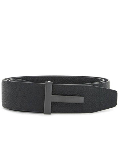 Sliver Soft Grain Leather T Icon Belt Brown Black - TOM FORD - BALAAN 2