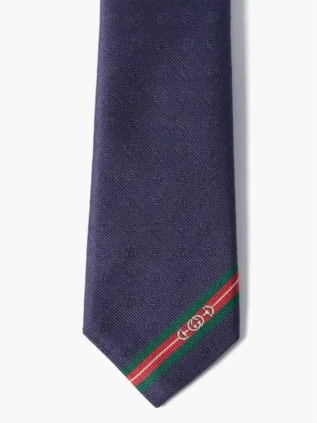 Web Web Stripe GG Jacquard Silk Tie Navy - GUCCI - BALAAN 2