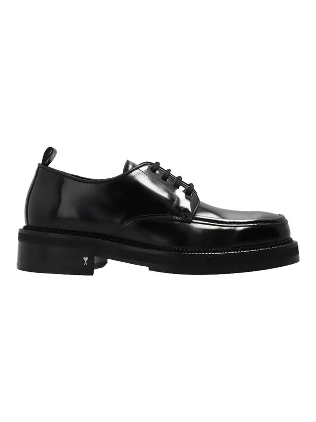 Men's Square Toe Leather Derby Black - AMI - BALAAN.