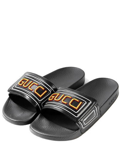 Embossed Logo Slippers Black - GUCCI - BALAAN 2