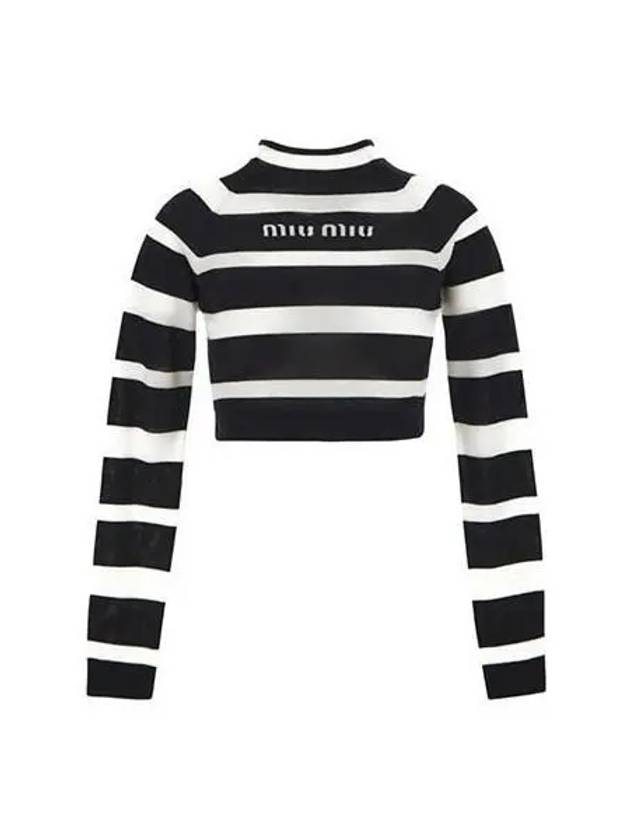 MIU Women s Striped Cashmere Silk Turtleneck Knit Black White MMR408 12ZM - MIU MIU - BALAAN 1