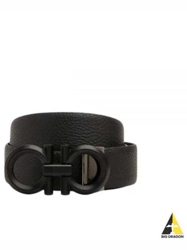 Gancini Buckle Reversible Leather Belt Black - SALVATORE FERRAGAMO - BALAAN 2